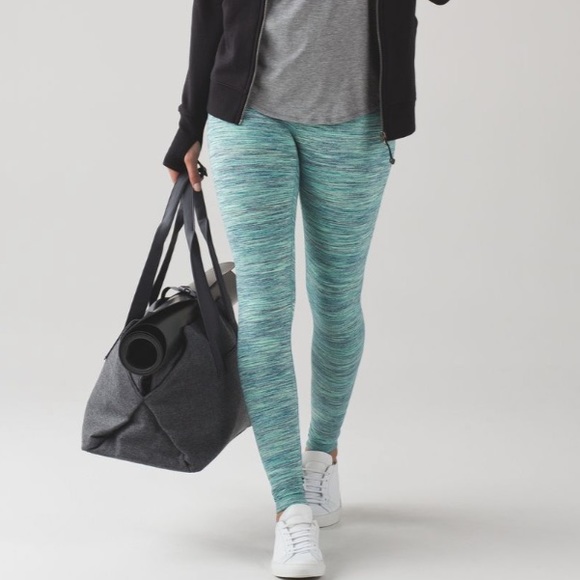 Lululemon Wunder Under Hi Rise Space Dye Camo Alberta Lake Fresh Teal - Picture 1 of 6